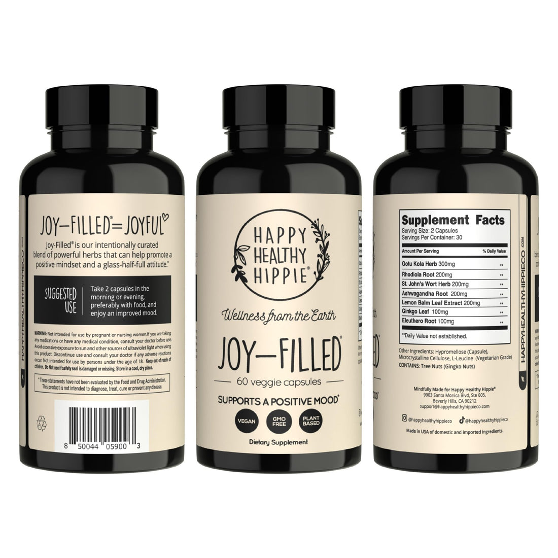 Joy-Filled Mood Support Supplement - 7 Herb Complex + St. Johns Wort | Stress Relief – Helps Calm The Mind & Body | 100% Plant-Based Happy Pills - PrimeBioHealth - canada supplements