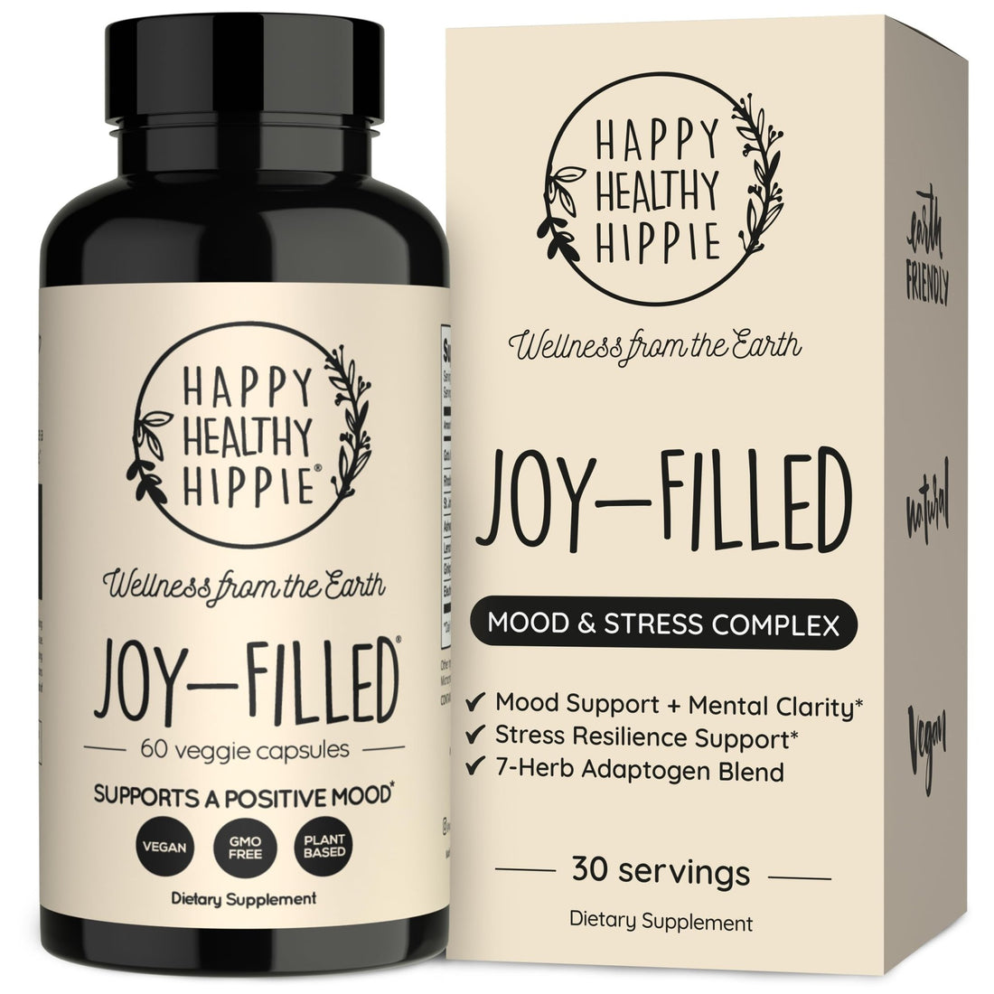 Joy-Filled Mood Support Supplement - 7 Herb Complex + St. Johns Wort | Stress Relief – Helps Calm The Mind & Body | 100% Plant-Based Happy Pills - PrimeBioHealth - canada supplements