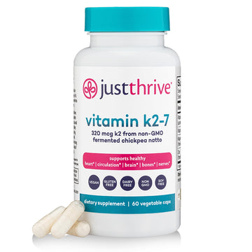 Just Thrive Vitamin K2-7 - Bone, Brain, and Heart Health K2 Vitamin Supplement, 60 Capsules - PrimeBioHealth - canada supplements