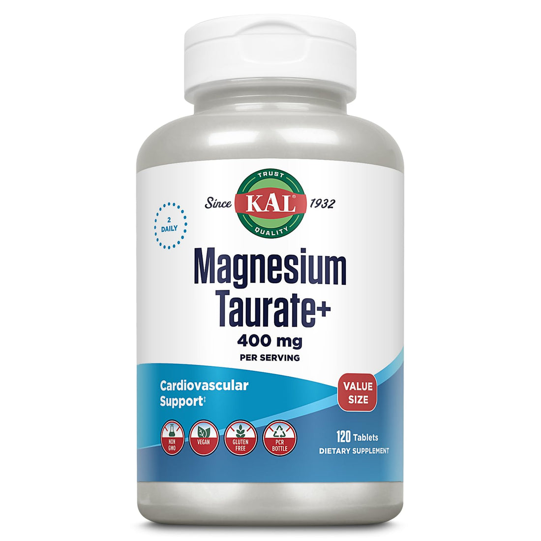 KAL Magnesium Taurate 400mg Plus Vitamin B6, Chelated Magnesium Supplement, High Absorption Magnesium Complex, Muscle and Heart Health Support, Vegan, Gluten Free, - PrimeBioHealth - canada supplements
