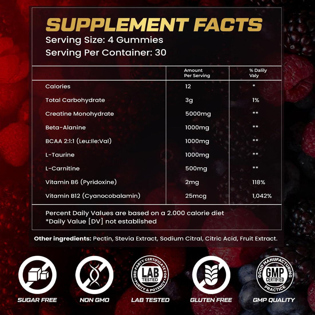 KUKALY Creatine Monohydrate Gummies for Men & Women, 9000MG Creatine Gummies Sugar Free - Mixed Flavored with L-Taurine, BCAA 2:1, B12 B6 for Boost Strength - PrimeBioHealth - canada supplements