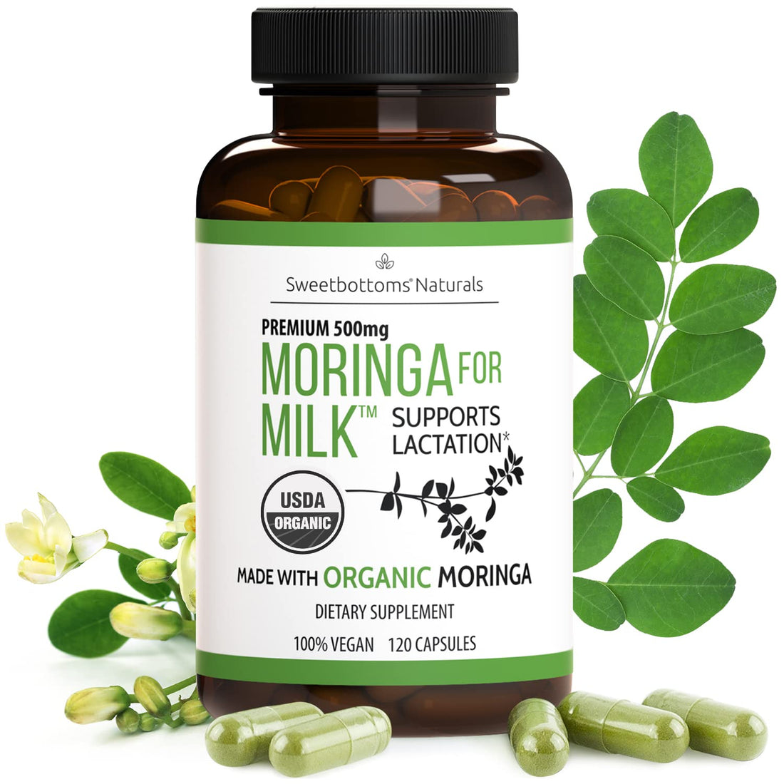 Lactation Supplement - Organic Moringa Capsules for Breastfeeding Support to Increase Breastmilk Supply (120 ct) Pure Malunggay Leaf Powder for Milk Production Booster - PrimeBioHealth - canada supplements