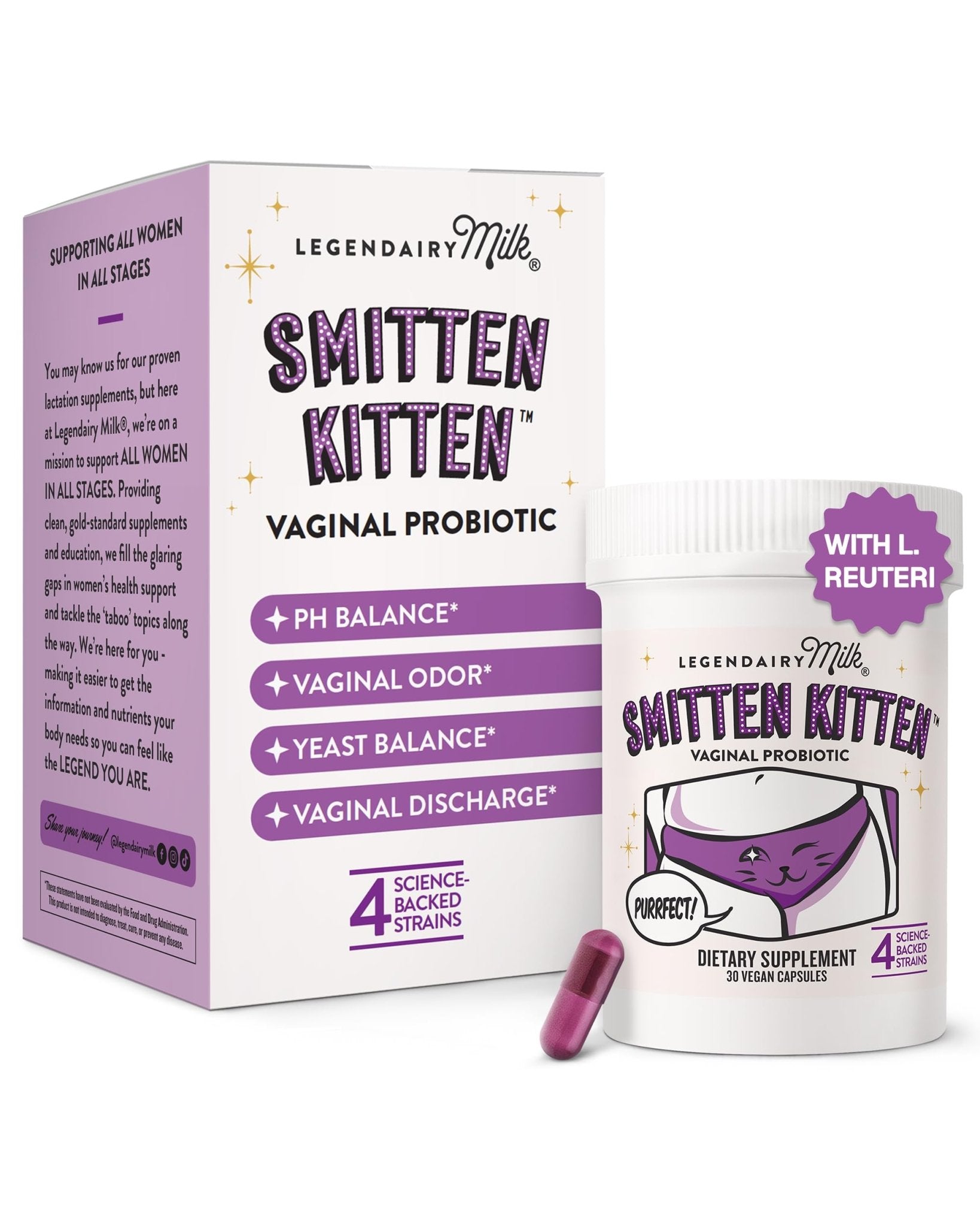 Legendairy Milk Smitten Kitten™ - Vaginal Probiotics for Women - Clinically-Studied Probiotics Lactobacillus Reuteri for Women's Vaginal Health - PrimeBioHealth - canada supplements