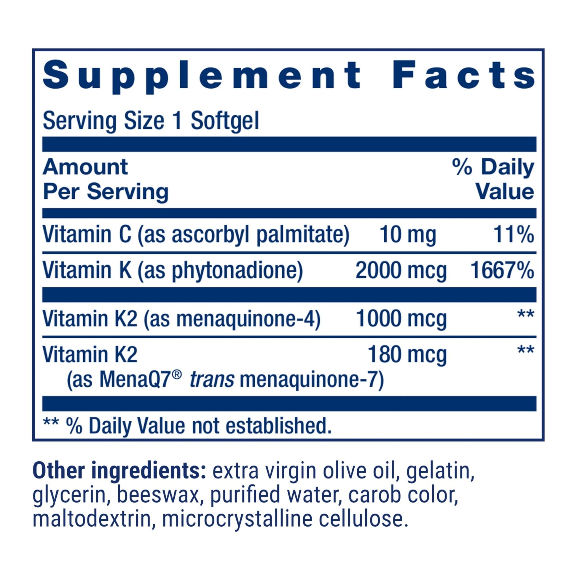 Life Extension Super K, Vitamin K Supplement, 2000 Mcg Vitamin K and 1180 Mcg Vitamin K2, Heart Health, Once-Daily, 90 Softgels - PrimeBioHealth - canada supplements