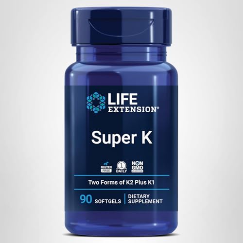 Life Extension Super K, Vitamin K Supplement, 2000 Mcg Vitamin K and 1180 Mcg Vitamin K2, Heart Health, Once-Daily, 90 Softgels - PrimeBioHealth - canada supplements