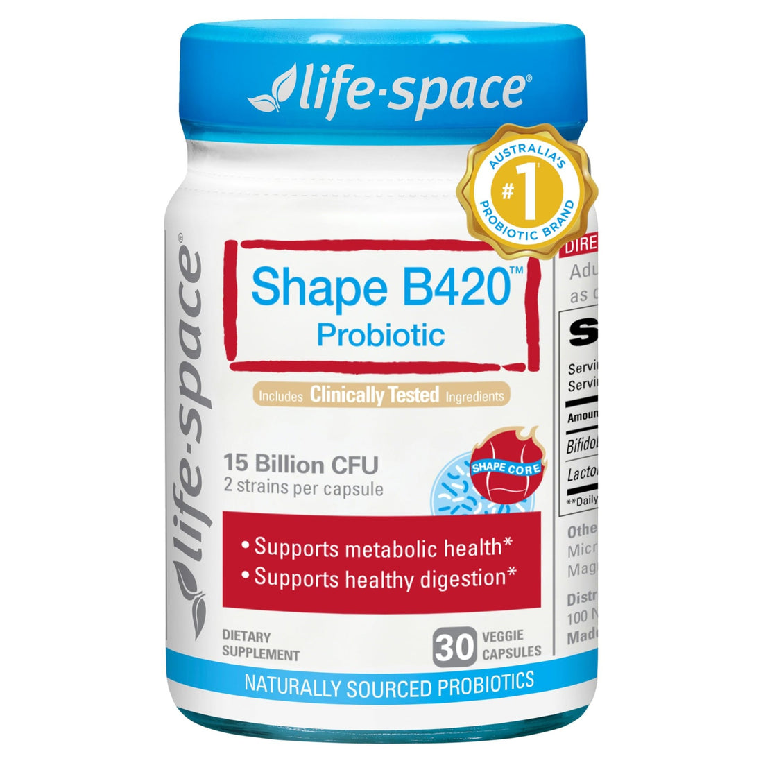 Life-Space Shape B420 Probiotics for Shape Better, Boost, Clinically Backed Metabolism Support, Prebiotic + Probiotics for Women and Men - PrimeBioHealth - canada supplements