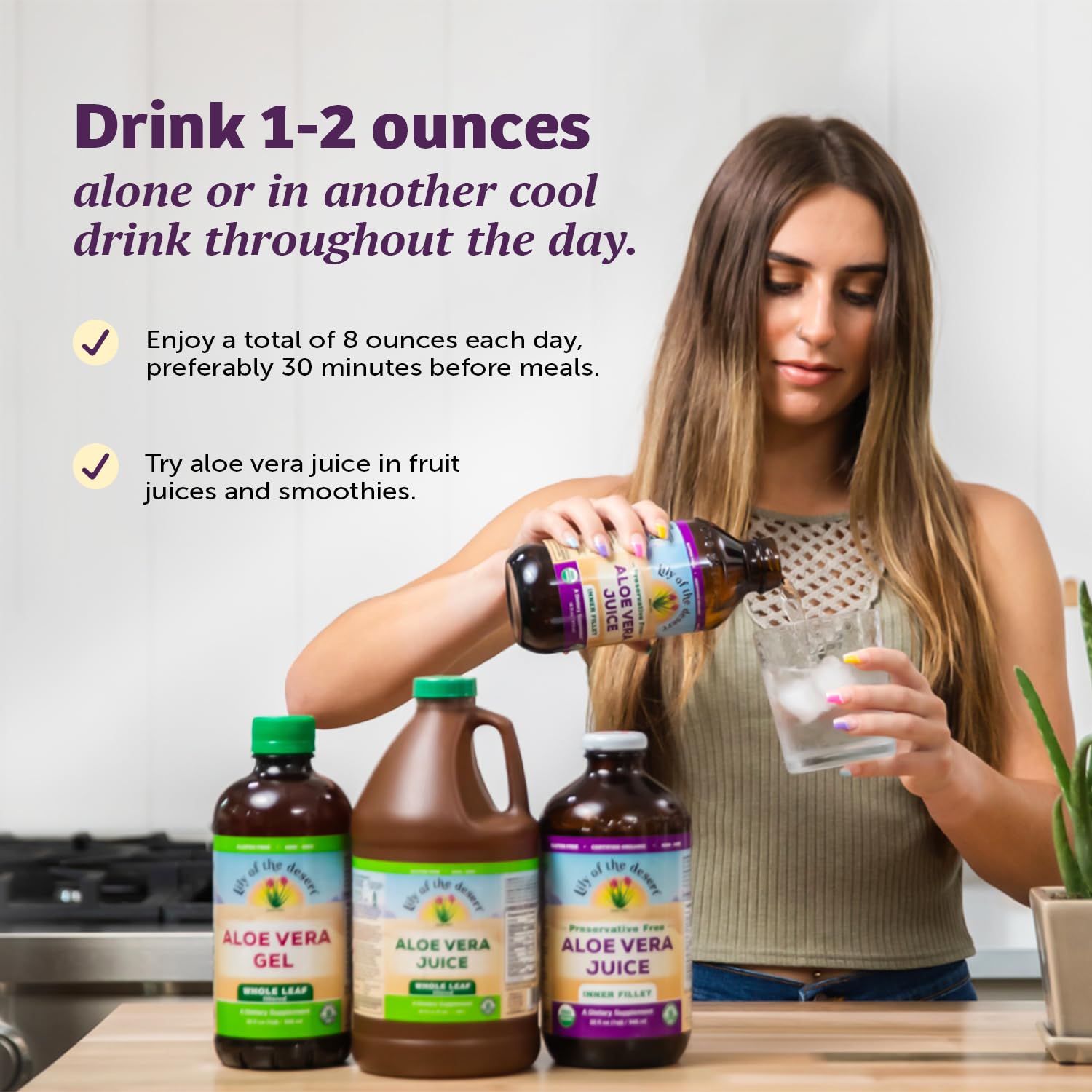 Lily of the Desert Aloe Vera Juice, Whole Leaf Filtered, Organic & Preservative Free – Natural Vitamins, Digestive Enzymes for Gut Health, - PrimeBioHealth - canada supplements