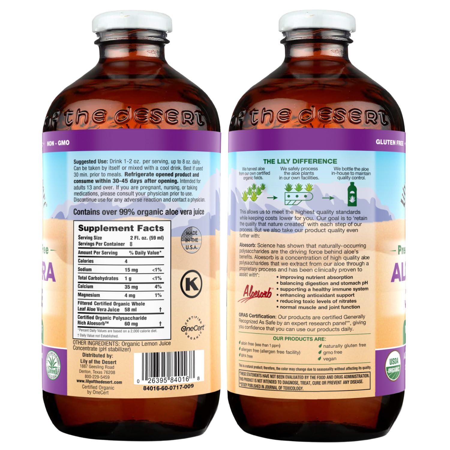 Lily of the Desert Aloe Vera Juice, Whole Leaf Filtered, Organic & Preservative Free – Natural Vitamins, Digestive Enzymes for Gut Health, - PrimeBioHealth - canada supplements