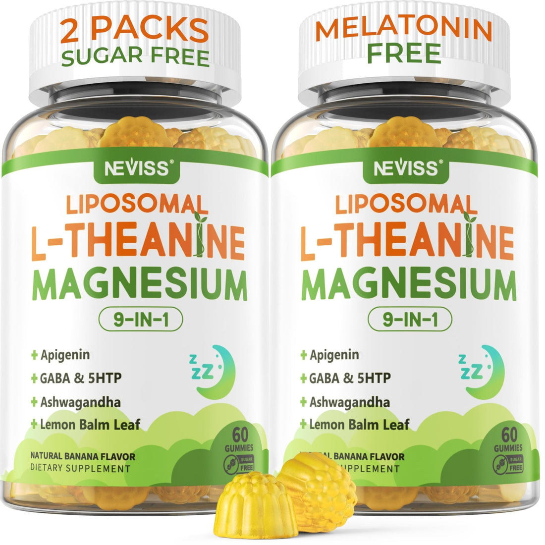 Liposomal L-Theanine 200mg Magnesium Glycinate 400mg Gummies with GABA, 5HTP, Apigenin, Vitamin B6 & D3, Ashwagandha, Lemon Balm Leaf, Melatonin Free Sleep - PrimeBioHealth - canada supplements