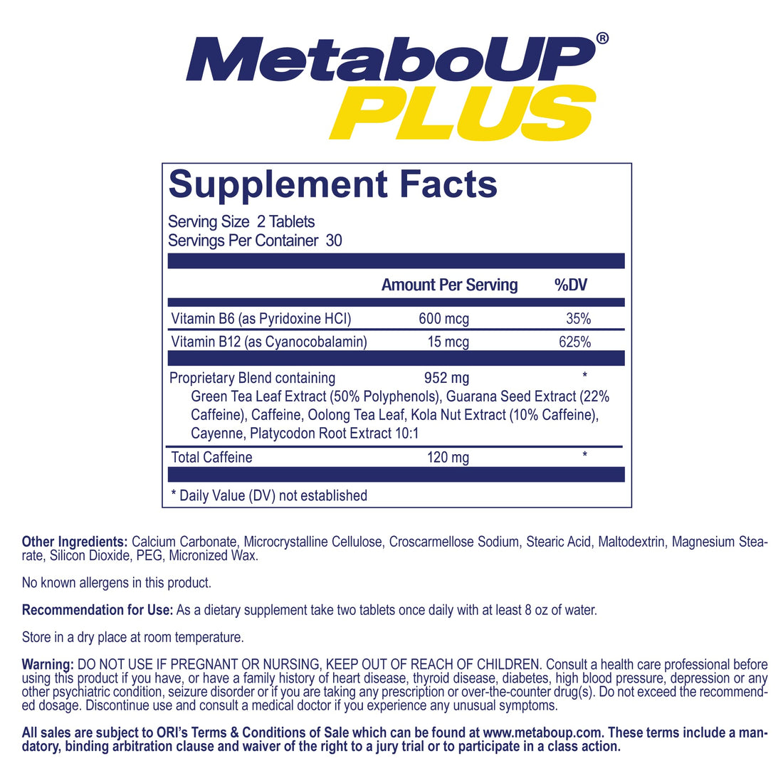 Lipozene MetaboUP Plus - 2 60 Ct Bottles - Thermogenic Weight Loss - Energy Booster Pills - PrimeBioHealth - canada supplements