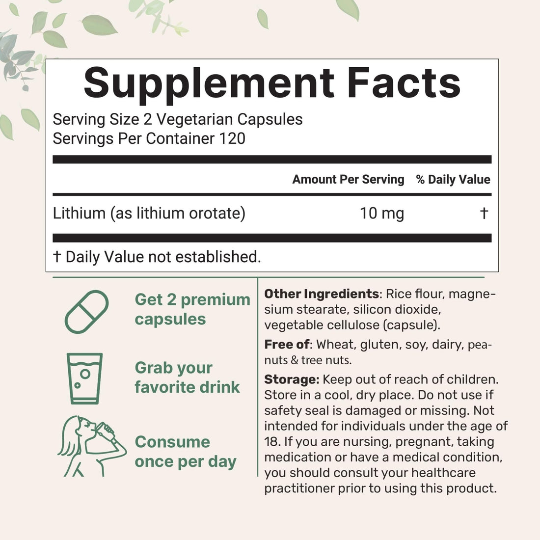 Lithium Orotate 10mg, 240 Veggie Capsules | 5mg Per Capsules | High Bioavailability Trace Mineral | Healthy Aging, Brain Supplement - PrimeBioHealth - canada supplements
