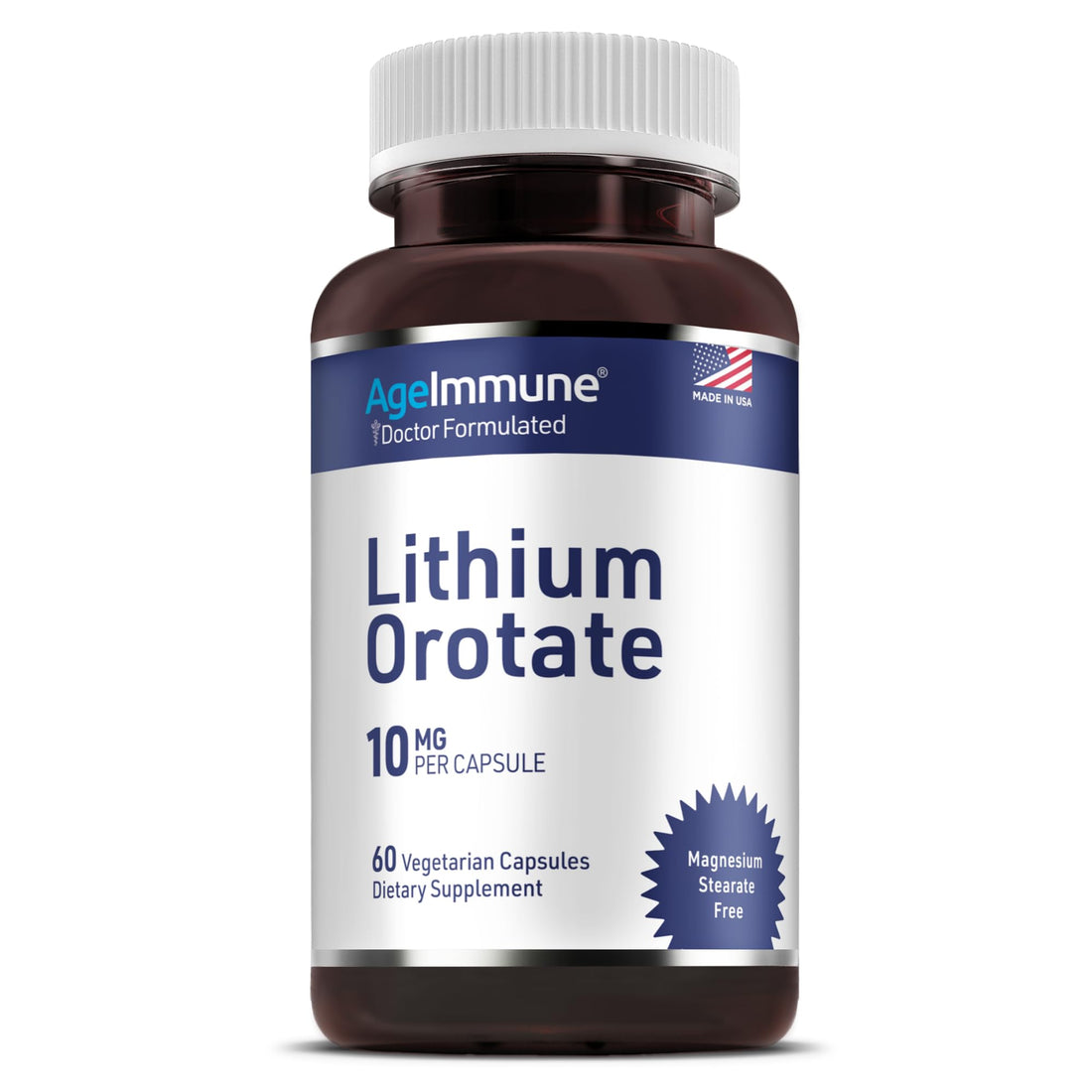 Lithium Orotate 10mg per Capsule - 60 Vegetarian Capsules. Memory and Emotional Wellness Support - Magnesium Stearate Free - PrimeBioHealth - canada supplements