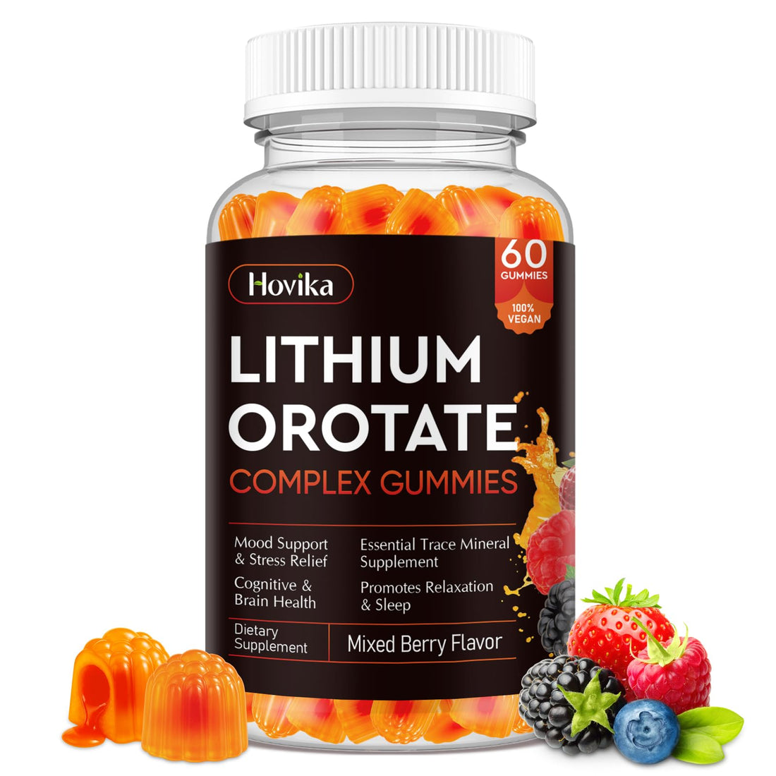 Lithium Orotate 5mg 10mg Gummies Lithium Supplements with Vitamin B, Magnesium & Selenium for Mood Support, Stress Relief, Brain Health, Non-GMO, Vegan, Gluten Free - PrimeBioHealth - canada supplements