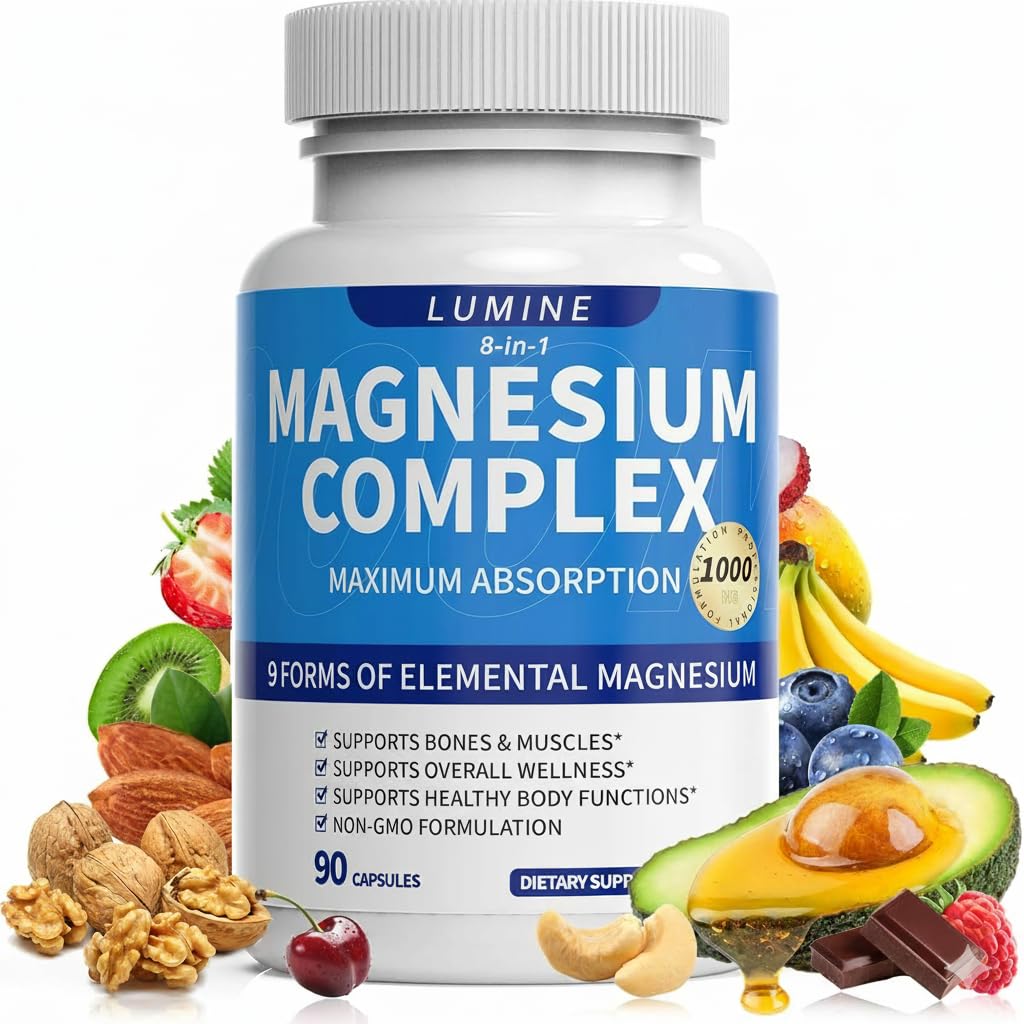 Lumine Magnesium Complex Supplement - Advanced 8-in-1 Elemental 1000mg- Glycinate, Citrate, Malate, Taurate - PrimeBioHealth - canada supplements