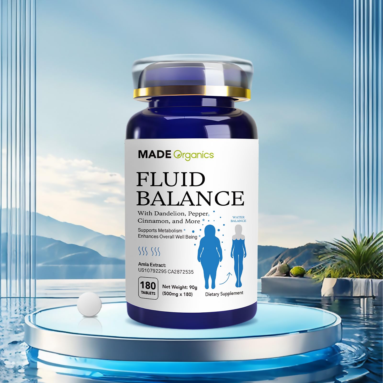 MADE Organics Water Retention Pills, Natural Diuretic for Bloating Relief & Fluid Balance, Herbal Supplement with Patented Amla & Dandelion - PrimeBioHealth - canada supplements