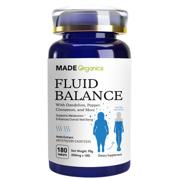 MADE Organics Water Retention Pills, Natural Diuretic for Bloating Relief & Fluid Balance, Herbal Supplement with Patented Amla & Dandelion - PrimeBioHealth - canada supplements