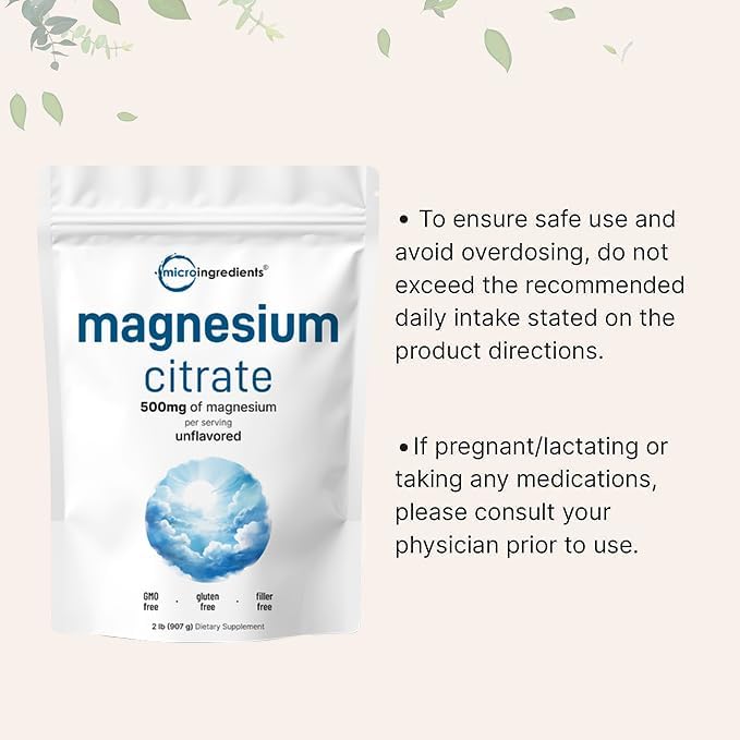 Magnesium Citrate Powder, 2lbs | Unflavored Magnesium Supplement | Relaxation and Nutrient Utilization | Easily Absorbed Formula | Non-GMO, Vegan, Gluten Free - PrimeBioHealth - canada supplements