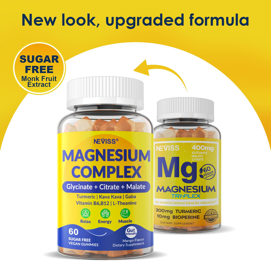 Magnesium Complex Gummies 400mg, Magneisum Glycinate Citrate Malate + Turmeric, GABA, B6 B12, Kava Kava, L-Theanine for Sleep, Calm, Relaxation, Energy - PrimeBioHealth - canada supplements