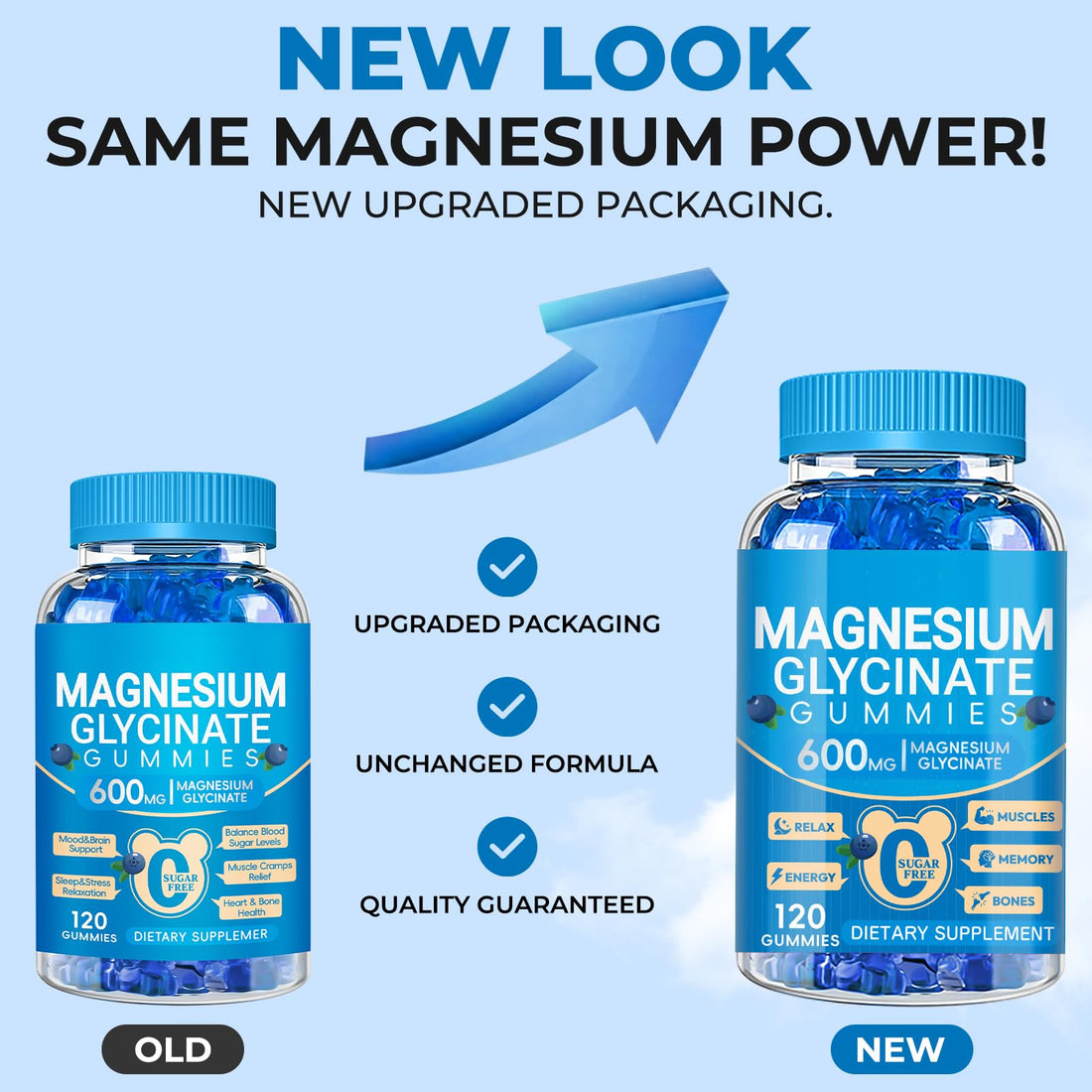 Magnesium Glycinate Gummies 600mg, Chewable Sugar Free Potassium Magnesium Gummies with Manganese Glycinate, Vitamin D, B6, and CoQ10 for Calm Suppor - PrimeBioHealth - canada supplements