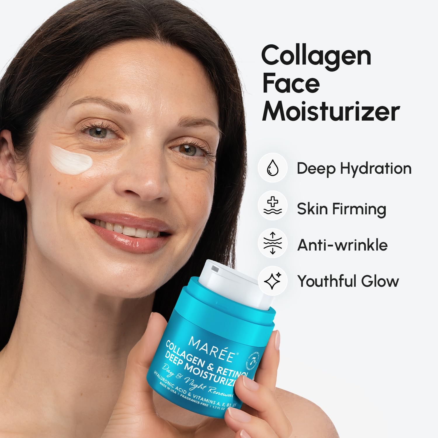 MAREE Face Moisturizer Retinol Cream for Face – Daily Wrinkle Cream for Women – Anti-Aging Face Cream – Facial Moisturizer with Collagen - PrimeBioHealth - canada supplements