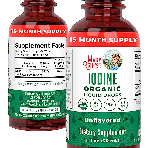 MaryRuth Organics Iodine Liquid Drops | Potassium Iodide | 1 Year Supply | 450 Servings | Thyroid Health | USDA Organic| - PrimeBioHealth - canada supplements