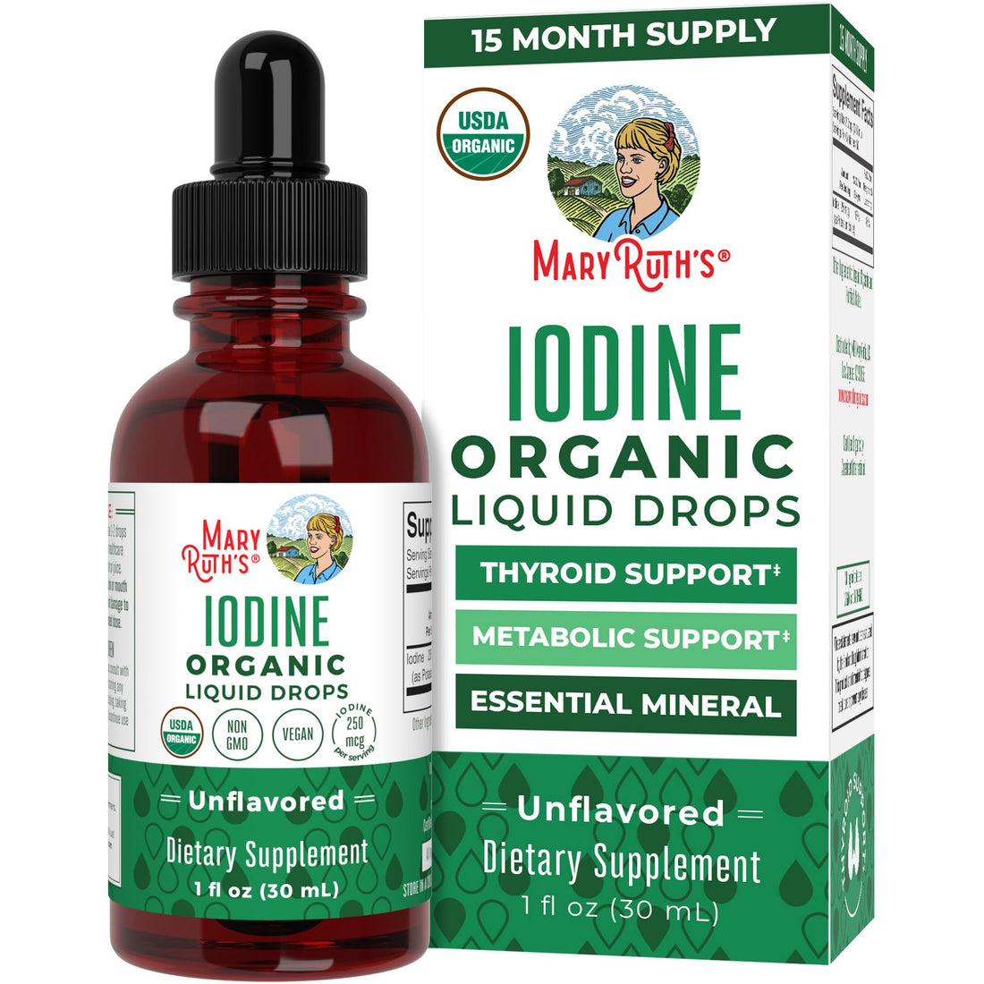MaryRuth Organics Iodine Liquid Drops | Potassium Iodide | 1 Year Supply | 450 Servings | Thyroid Health | USDA Organic| - PrimeBioHealth - canada supplements