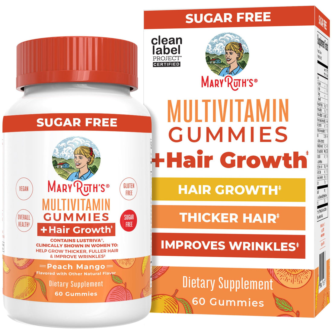 MaryRuth's Multivitamin + Hair Growth Gummies | with Lustriva® | Biotin 10000mcg | B Vitamins | Formulated for Thicker Hair, Wrinkles, Fine Line - PrimeBioHealth - canada supplements