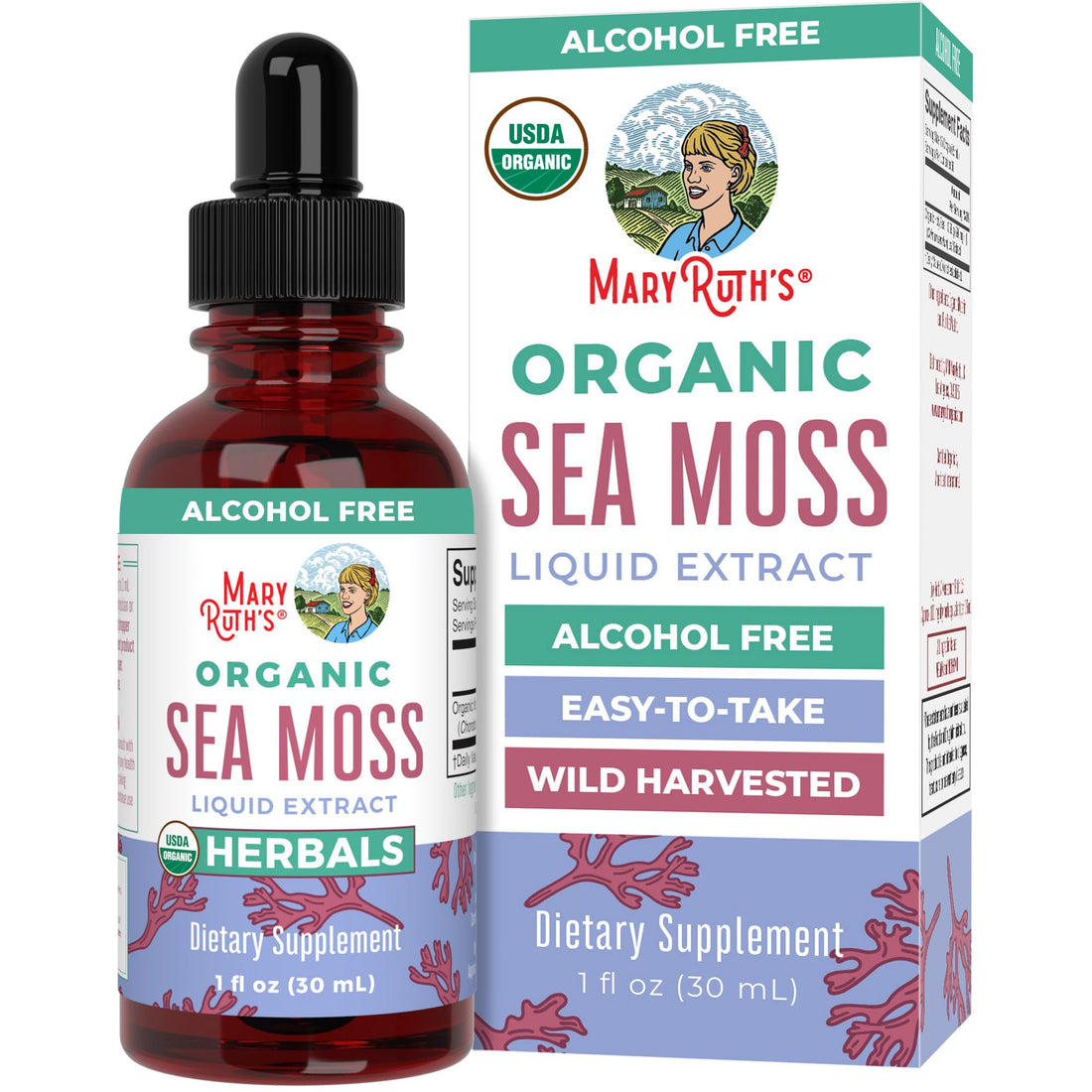 MARYRUTH'S Organic Irish Sea Moss Liquid Drops | Chondrus Crispus | Wild Harvested | Organic Irish Moss Formulated for Adults & Kids Ages 14+ | Unflavored - PrimeBioHealth - canada supplements