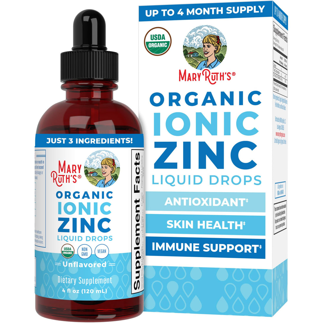 MaryRuth's Organic Liquid Zinc Supplement for Kids & Adults | Immune Support | Skin Health | Antioxidant | Cellular Metabolism | Zinc Sulfate - PrimeBioHealth - canada supplements