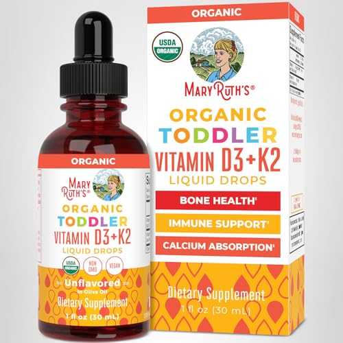 MARYRUTH'S Organics Vitamin D3 | Vitamin K2 | Vitamin D3 K2 Drops | K2 D3 Vitamin Liquid Supplement for Toddlers | Kids Supplement for Calcium Absorption - PrimeBioHealth - canada supplements