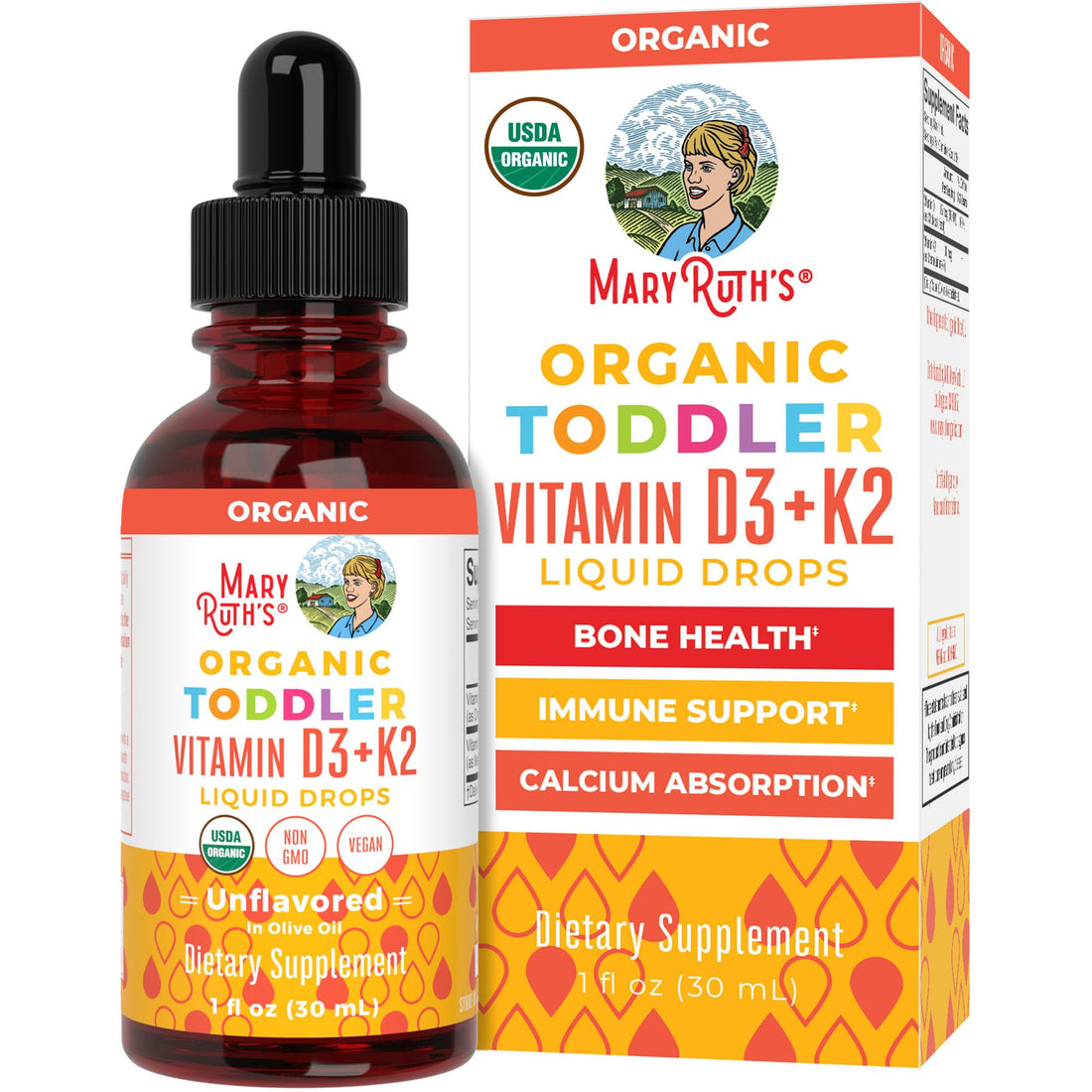 MARYRUTH'S Organics Vitamin D3 | Vitamin K2 | Vitamin D3 K2 Drops | K2 D3 Vitamin Liquid Supplement for Toddlers | Kids Supplement for Calcium Absorption - PrimeBioHealth - canada supplements