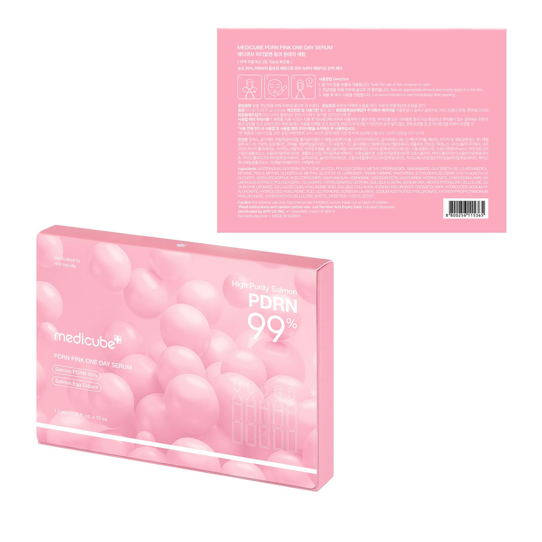 medicube Salmon DNA PDRN Pink One Day Serum | 99% Salmon DNA PDRN Intensive Ampoule, Collagen, Glutathione - PrimeBioHealth - canada supplements