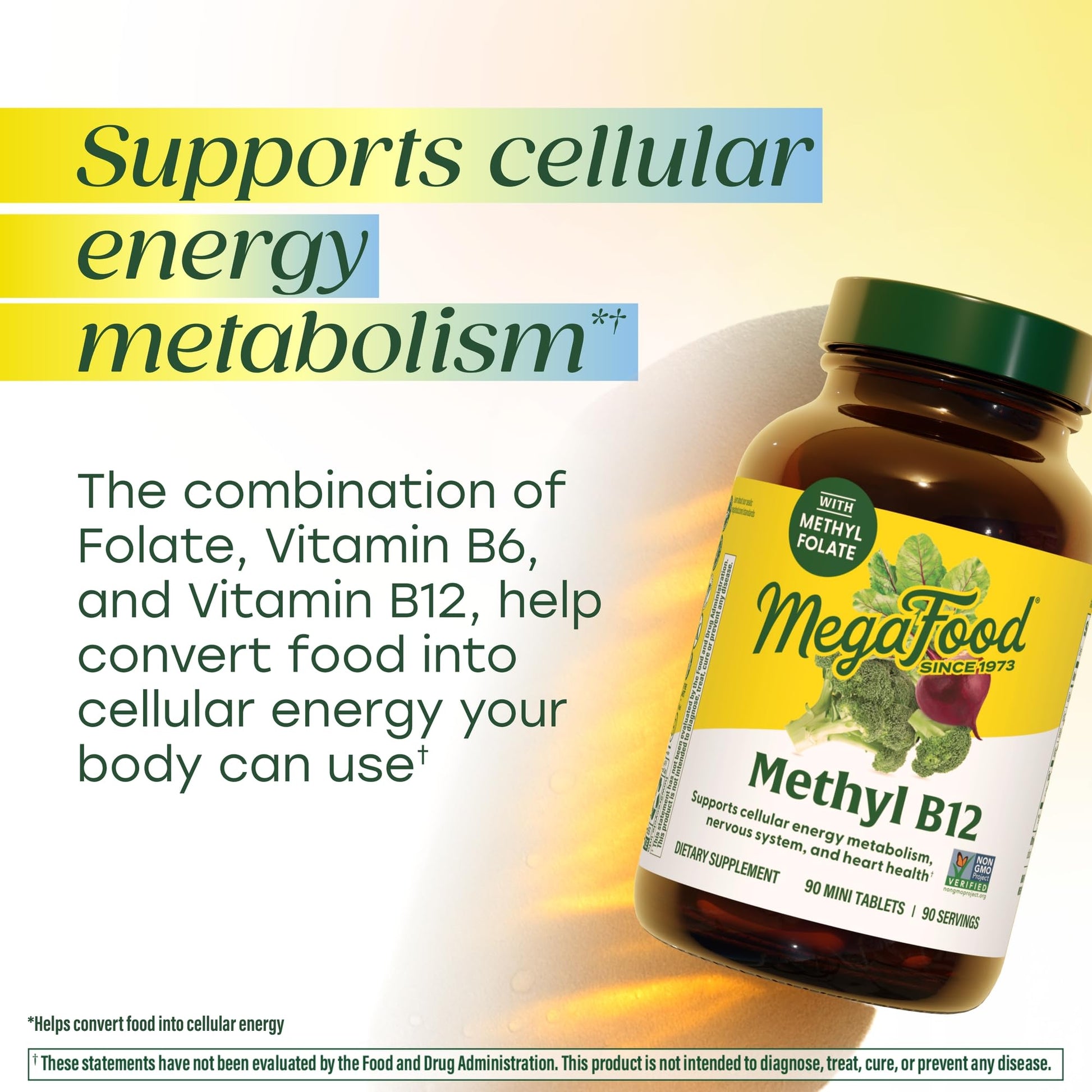 MegaFood Methyl B12 - Vegan - Includes Methyl Folate, Vitamin B12 & B6 - Supports Cellular Energy Production, Nervous System Health - PrimeBioHealth - canada supplements