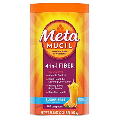 Metamucil 4-in-1 Psyllium Husk Friendly Fiber Supplement, Sugar-Free, 180 teaspoons, Orange Flavored, Daily Fiber Powder for Digestive Health - PrimeBioHealth - canada supplements