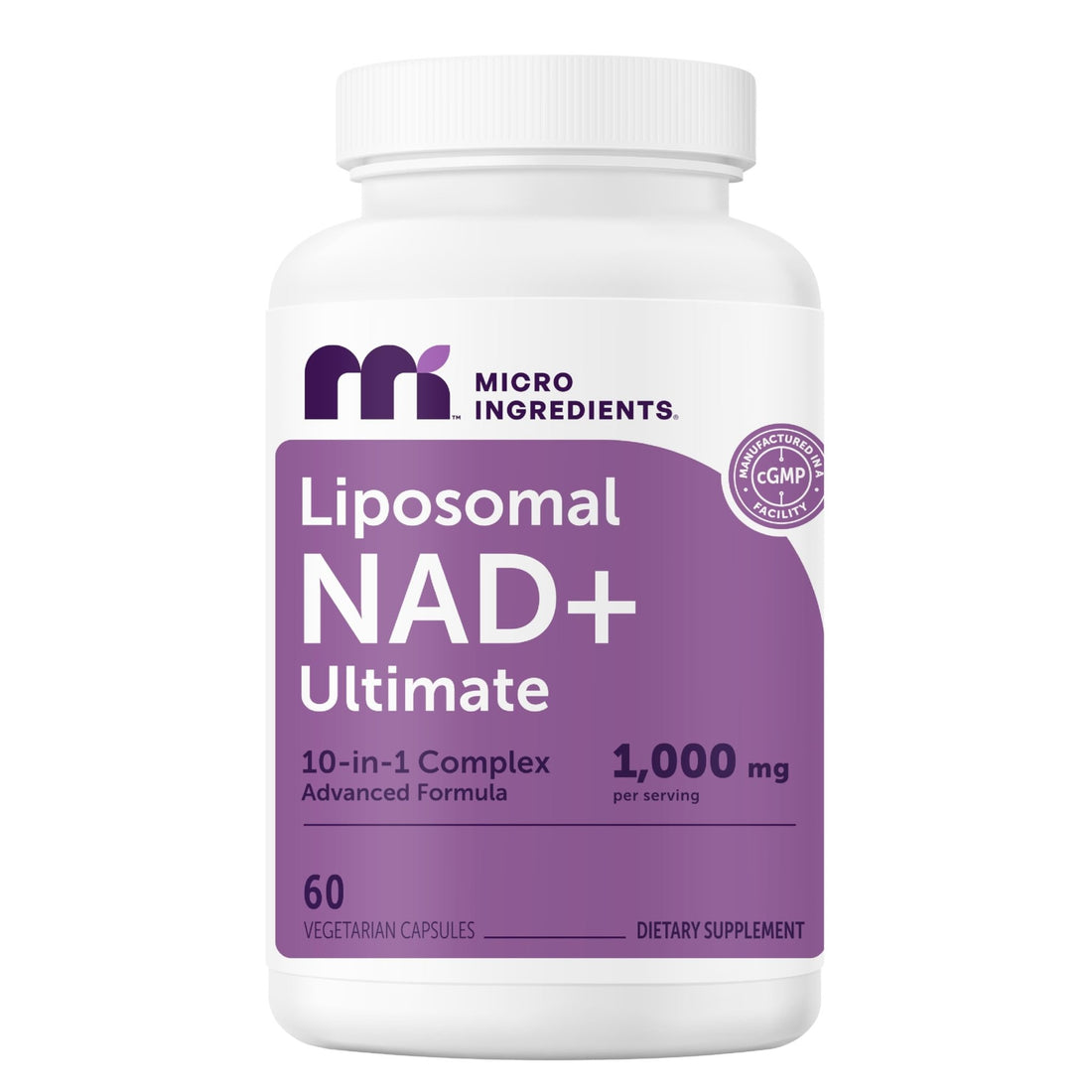 Micro Ingredients Liposomal NAD+ Ultimate Complex 1,000mg | 60 Veggie Capsules | NMN Pathway Formula | 10-in-1 with Resveratrol, Glutathione, & Astaxanthin - PrimeBioHealth - canada supplements