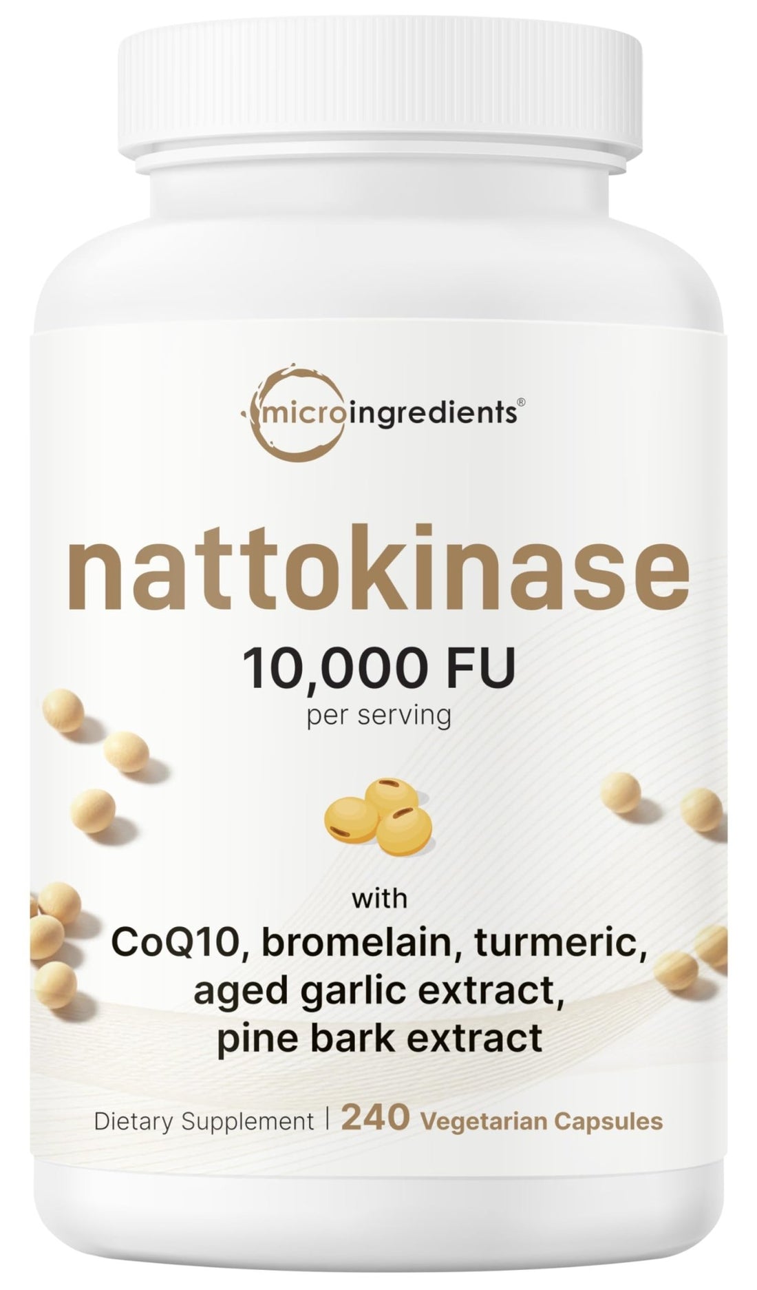 Micro Ingredients Nattokinase 10,000 FU Per Serving (Natural Natto Extract), 240 Vegetarian Capsules | with CoQ10, Turmeric, Aged Garlic & Pine Bark Extract - PrimeBioHealth - canada supplements