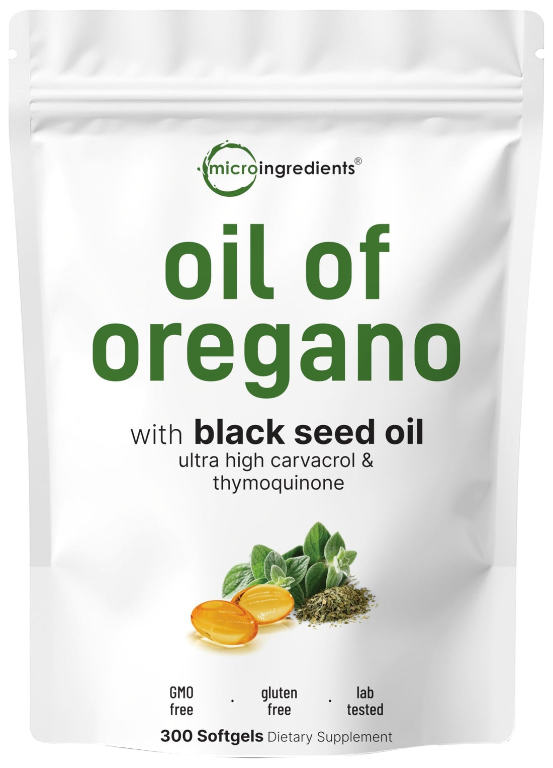 Micro Ingredients Oil of Oregano Softgels, 300 Count | 2 in 1 Formulated | 4X Strength Carvacrol & Thymoquinone | Plant Based, Non-GMO - PrimeBioHealth - canada supplements