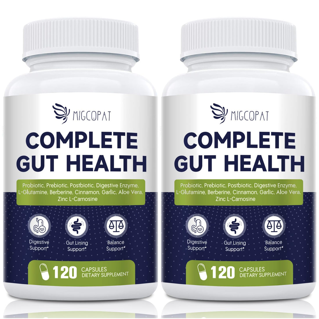 Migcopat Probiotics for Digestive Health, 80 Billion CFU Probiotics, Prebiotics, Postbiotics & Digestive Enzymes, Gut Health Capsules with Berberine, Cinnamon, - PrimeBioHealth - canada supplements
