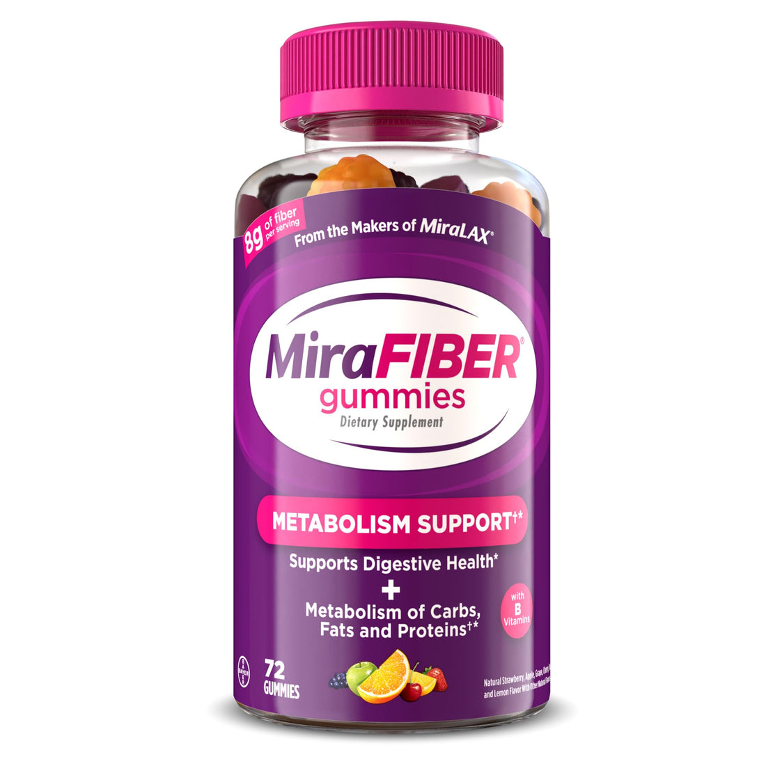 MiraFIBER Gummies from The Makers of MiraLAX, 8g of Daily Fiber Per Serving, Metabolism Support with B Vitamins, Gut Health for Men & Women - PrimeBioHealth - canada supplements