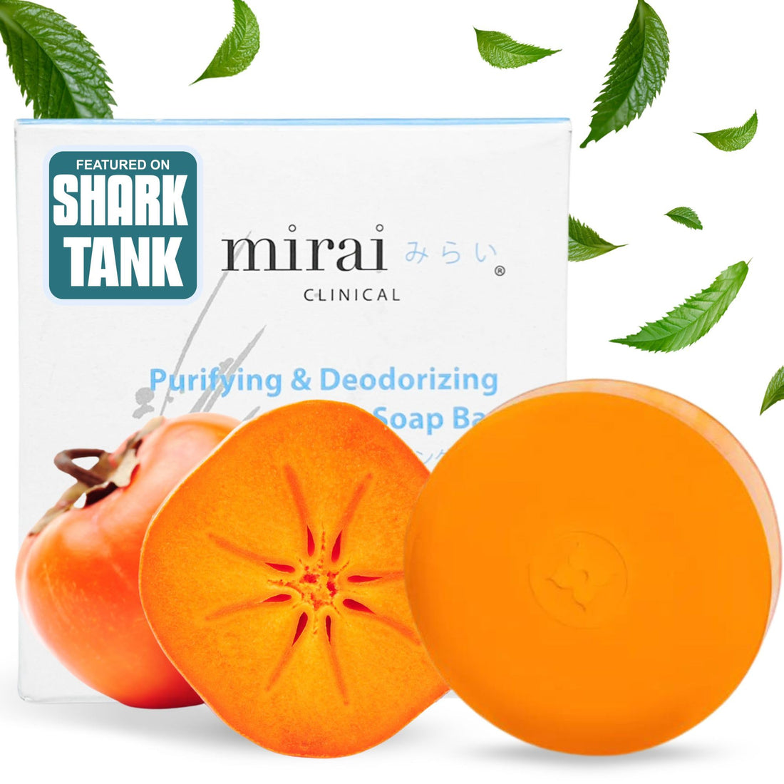 Mirai Clinical Persimmon Soap Bar for Old People Smell - Nonenal® Solution - Japanese Persimmon and Green Tea Extract - For Men and Women - PrimeBioHealth - canada supplements