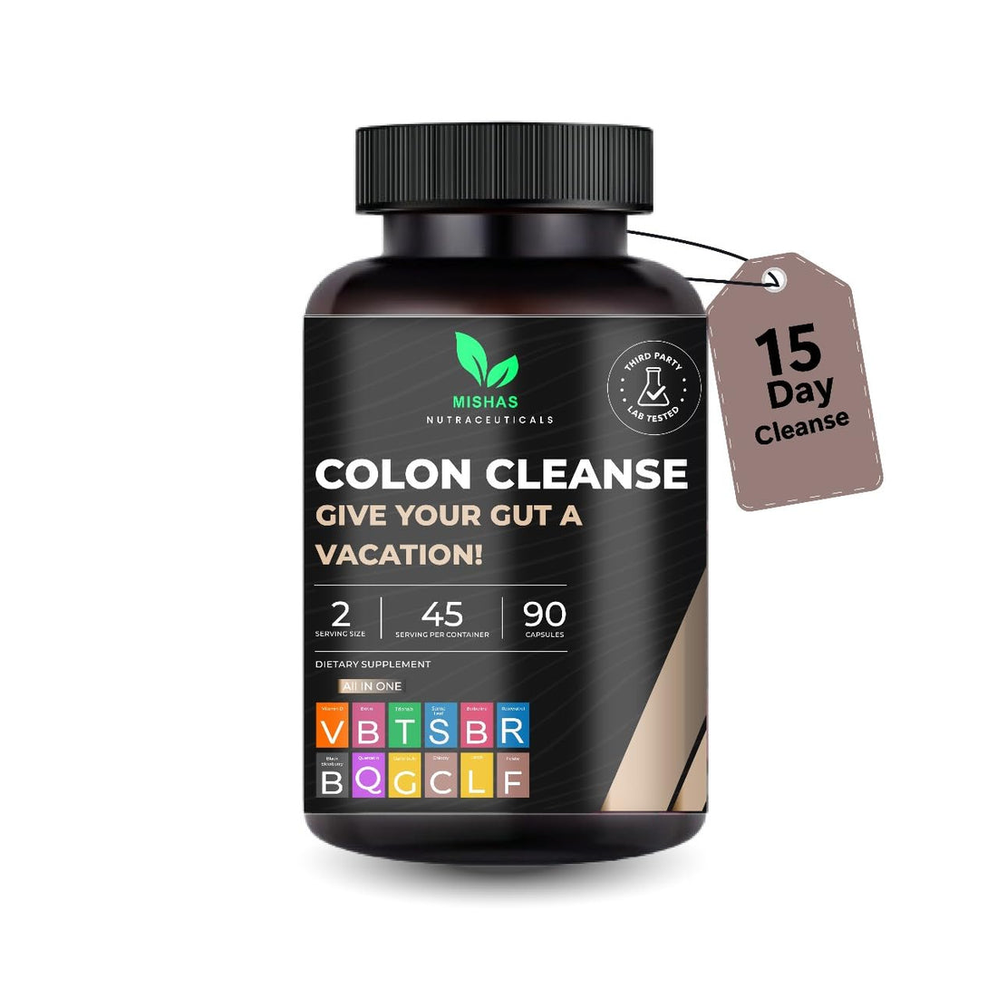Mishas Nutraceutical Colon Cleanse - Relief from Gas and Bloating, Supports Gut Health with Magnesium, Berberine, Vitamin D, Quercetin & More - PrimeBioHealth - canada supplements