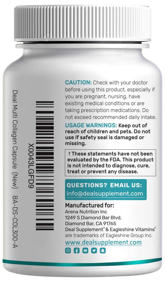 Multi Collagen Pills for Women & Men with Vitamin C, E & Biotin, 300 Capsules – Type I, II, III, V, X Hydrolyzed Collagen Peptides – 11 in 1 Formula with Saw Palmetto - PrimeBioHealth - canada supplements