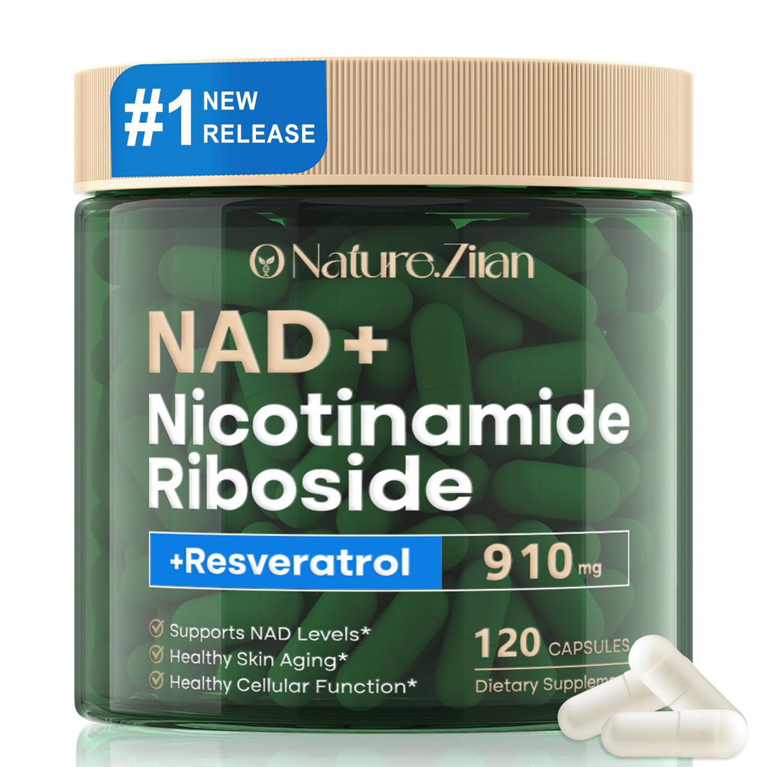 NAD Supplement - NAD+ Nicotinamide Riboside 910 Mg Supplement for Women & Men, Liposomal Nicotinamide Riboside with Resveratrol, for Focus, Boost - 120 Capsules (120 Count (Pack of 1)) - PrimeBioHealth - canada supplements