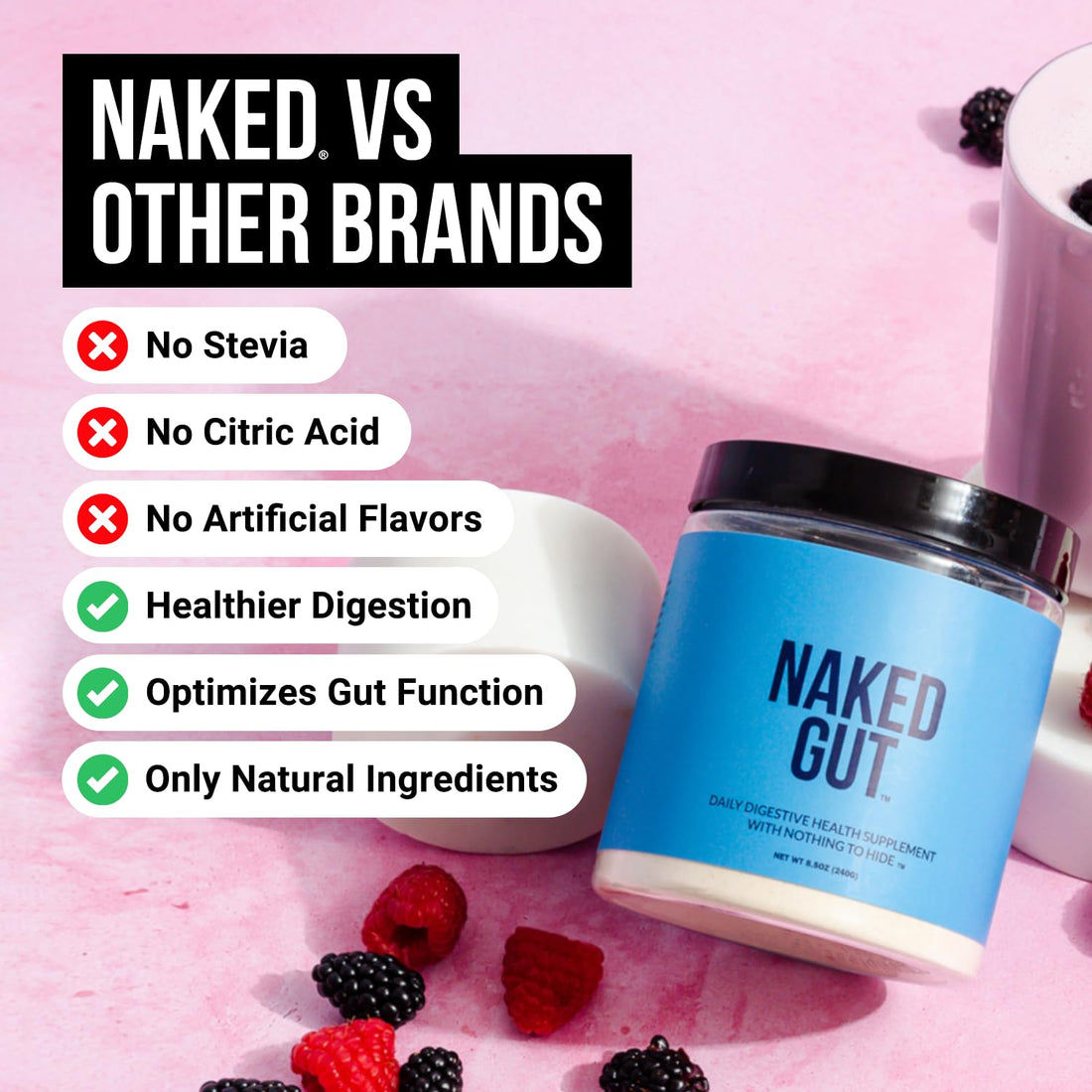 NAKED Gut - Daily Gut Health Supplement - Natural Gut Health Powder for Gut Cleanse, Digestive Support, GMO-Free, Soy-Free, Gluten-Free, - PrimeBioHealth - canada supplements