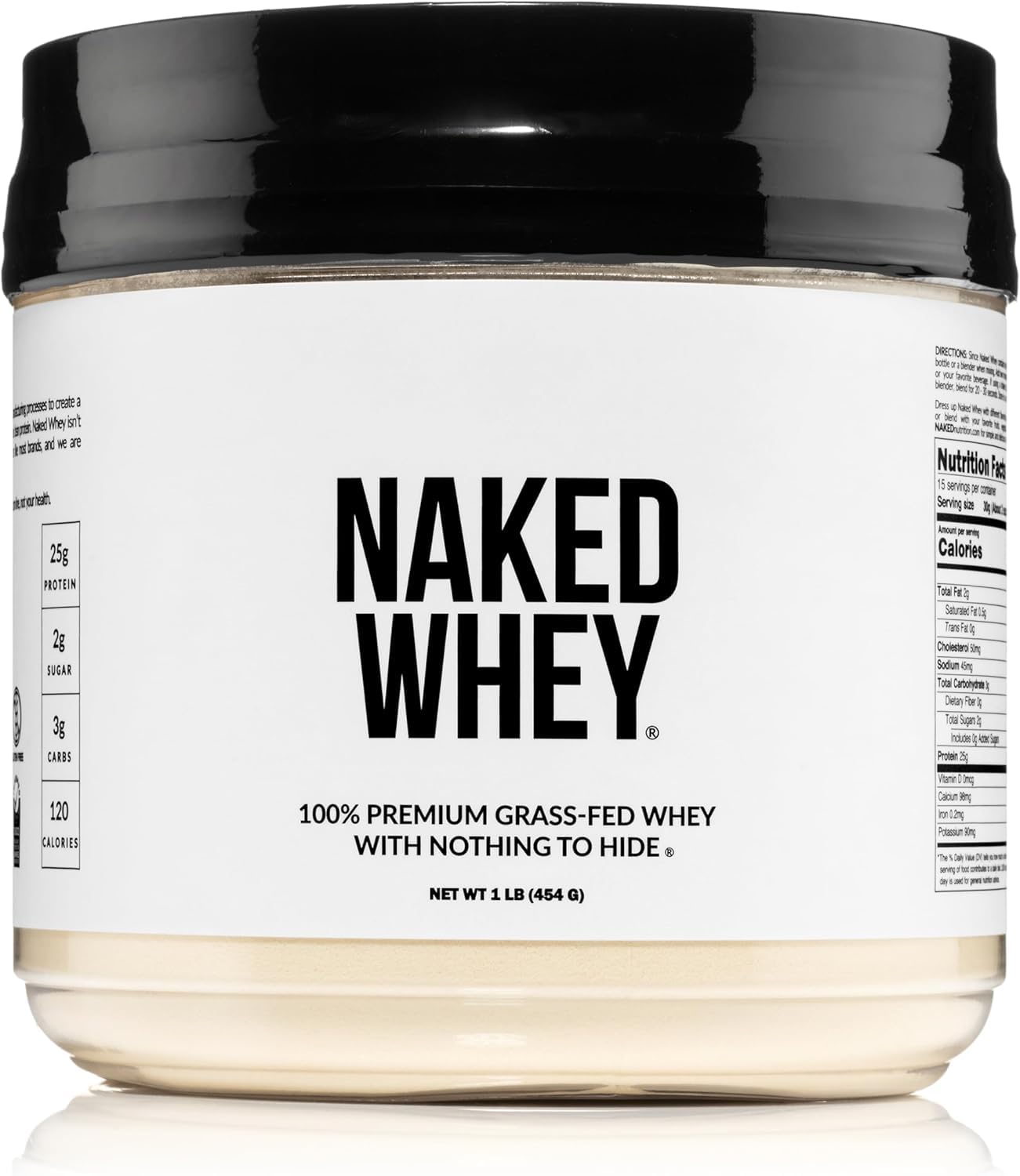 NAKED Whey 1Lb - Only 1 Ingredient, Grass Fed Whey Protein Powder, NSF Certified, Undenatured, No Gmos, No Soy, Gluten Free - PrimeBioHealth - canada supplements