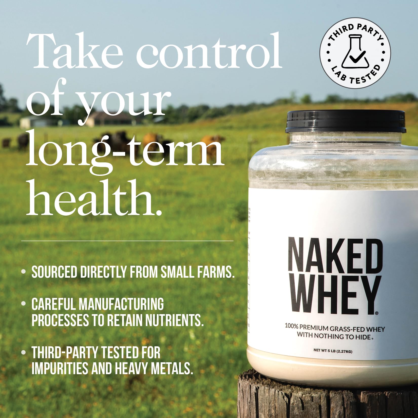 NAKED Whey 1Lb - Only 1 Ingredient, Grass Fed Whey Protein Powder, NSF Certified, Undenatured, No Gmos, No Soy, Gluten Free - PrimeBioHealth - canada supplements