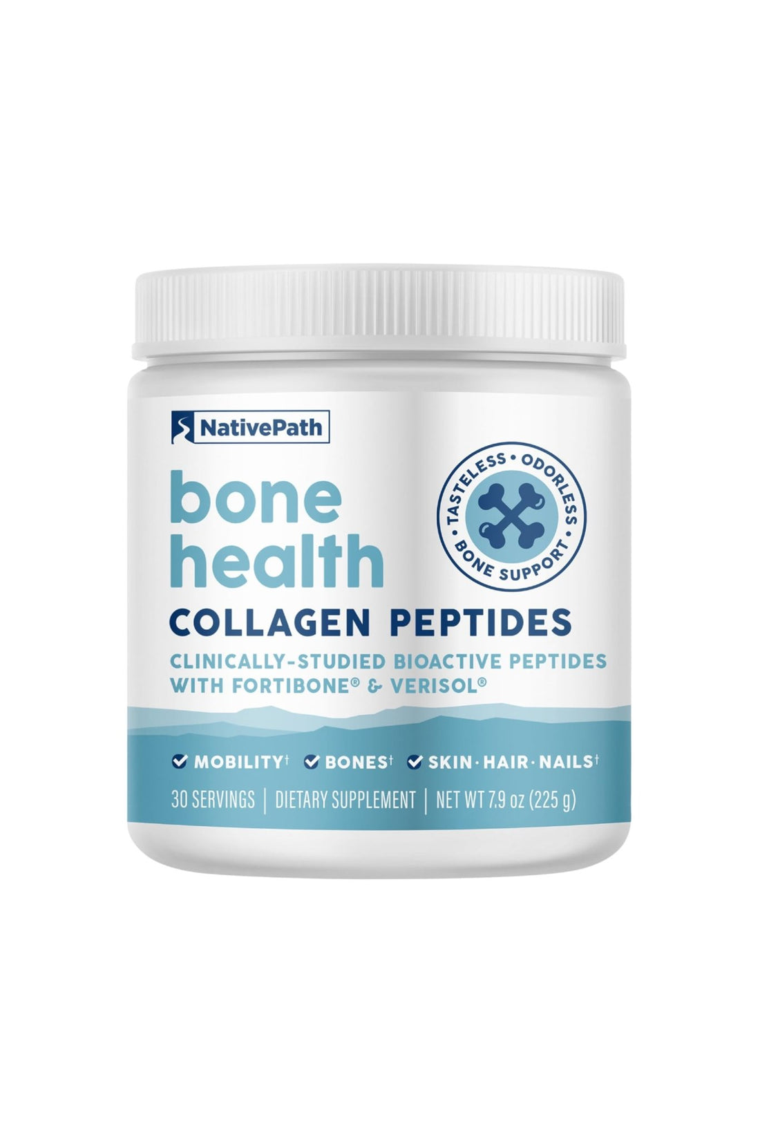 NativePath Bone Health Collagen Peptides, Type 1 & 3, with Fortibone and Verisol, 7.9 Ounce, 30 Servings - PrimeBioHealth - canada supplements