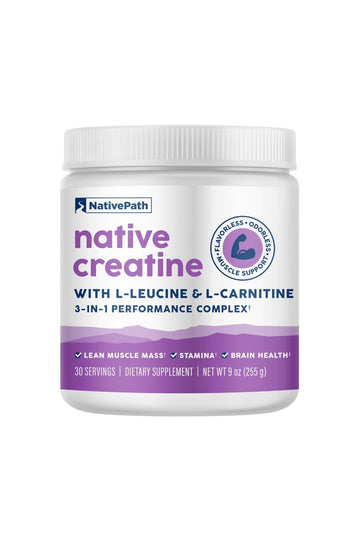 NativePath Creatine Monohydrate Powder with L-Leucine & L-Carnitine - Supports Muscle Health for Men & Women - 30 Servings - PrimeBioHealth - canada supplements