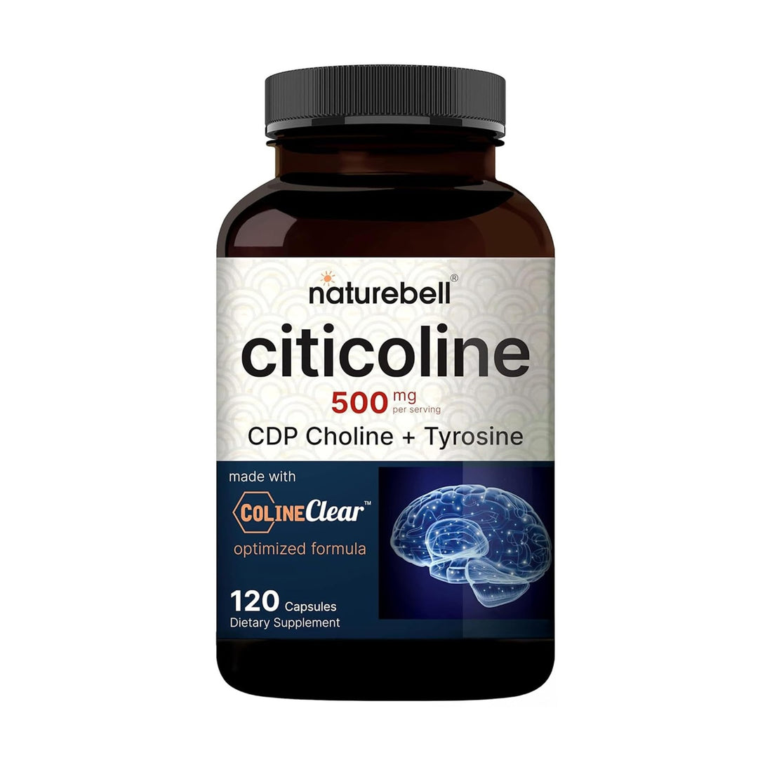 NatureBell Citicoline 500mg - 120 Capsules - Brain Function Support for Adults - Memory & Focus Aid with CDP Choline & Tyrosine - Fast-Absorbing Formula - PrimeBioHealth - canada supplements