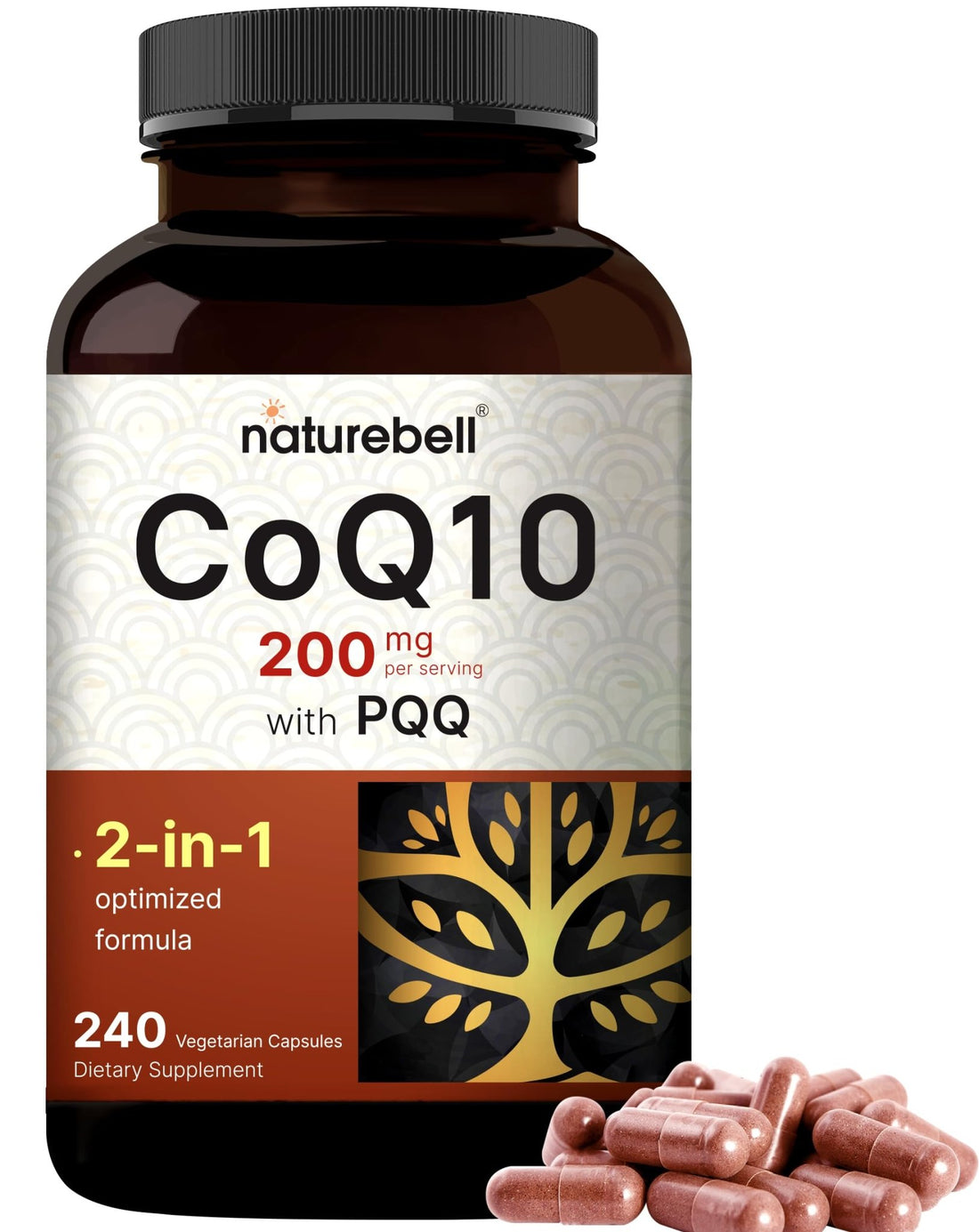 NatureBell CoQ10 200mg with PQQ, 240 Veggie Capsules | Stable High Absorption Form – Antioxidant Support for Heart, & Energy Health - PrimeBioHealth - canada supplements